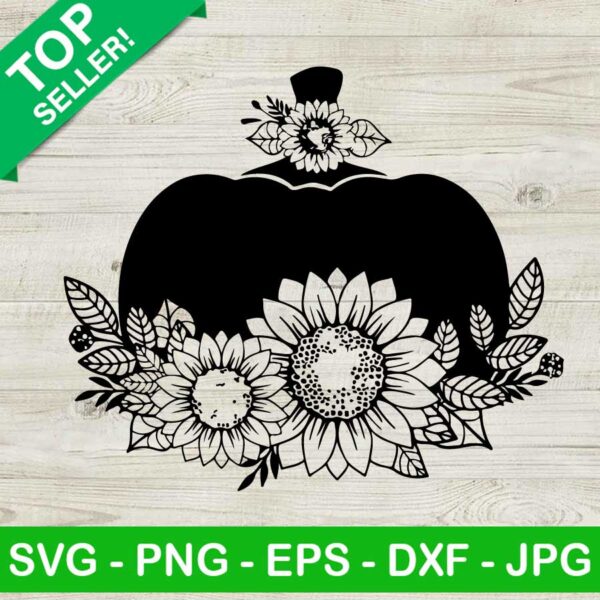 Halloween pumpkin with sunflower SVG