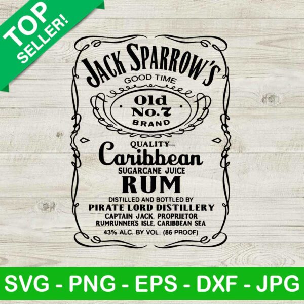 Jack Sparrow's Good Time Caribbean Rum SVG, Jack Sparrow's SVG, Captain Jack SVG