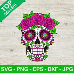 Sugar Skull With Flowers SVG