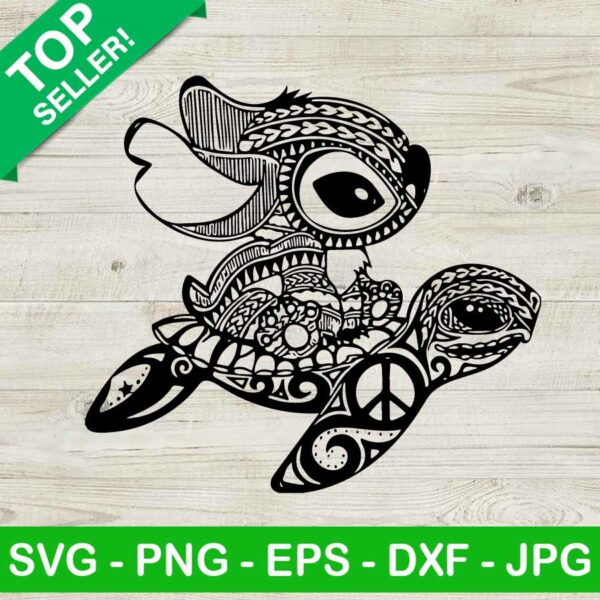 Stitch and turtle mandala SVG