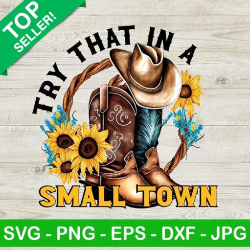 Try That In A Small Town Cowgirl Boots Png