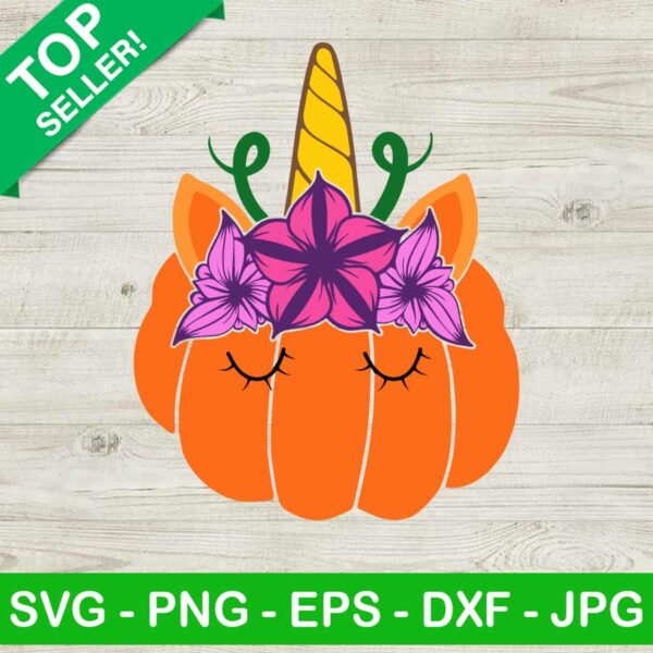 Unicorn pumpkin floral SVG