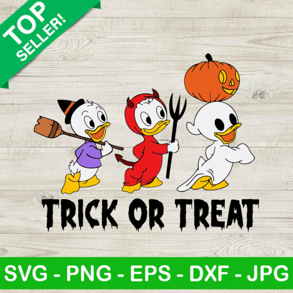 Baby Duck Trick Or Treat SVG, Huey Dewey and Louie Halloween SVG, Cute Disney Duck Halloween SVG