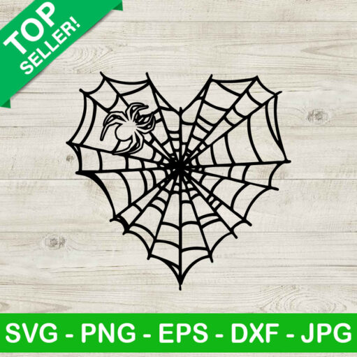 Halloween Spider Web Heart Svg