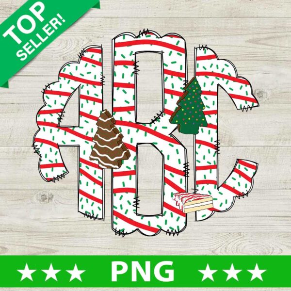 Christmas Tree Cakes Monogram Doodle PNG