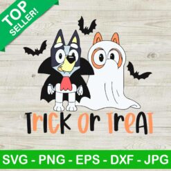 Bluey Trick or Treat SVG, Bluey Halloween SVG, Bluey Ghost And Vampire SVG