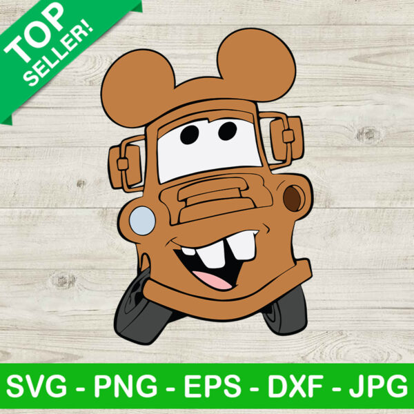 Tow Mater Mickey Ears SVG PNG, Disney Car SVG, Pixar Movie SVG PNG DXF