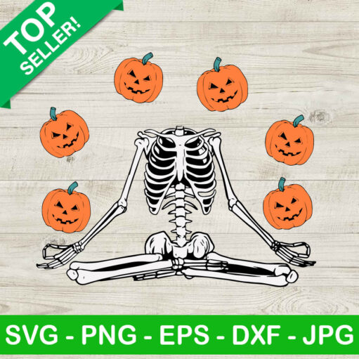 Skeleton With Pumpkin Face Svg