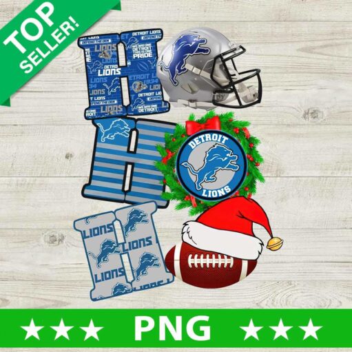 Detroit Lions Ho Ho Ho Christmas PNG