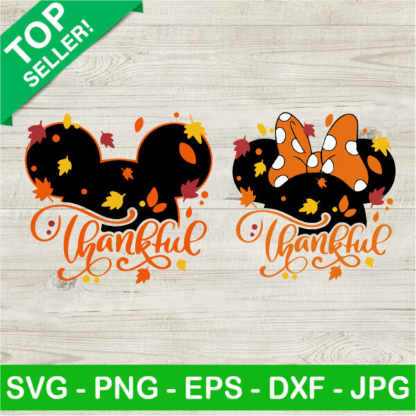 Disney Mickey Minnie Thankful SVG, Fall Vibes SVG, Disney Happy Thanksgiving SVG, Autumn Thankful SVG