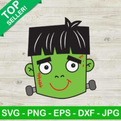 Halloween Baby Frankenstein Face SVG, Frankenstein Face SVG, Halloween Cute Frankenstein Boy SVG