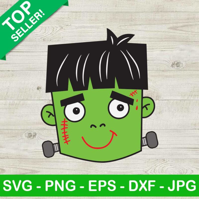 Halloween Baby Frankenstein Face SVG, Frankenstein Face SVG, Halloween Cute Frankenstein Boy SVG
