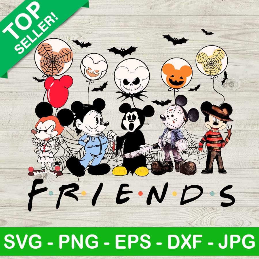 Mickey Mouse Horror Halloween Friends PNG Mickey Horror Friends With Balloon Sublimation