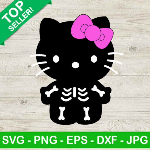 Hello Kitty Skeleton SVG, Halloween Kitty SVG, Zombie Kitty SVG