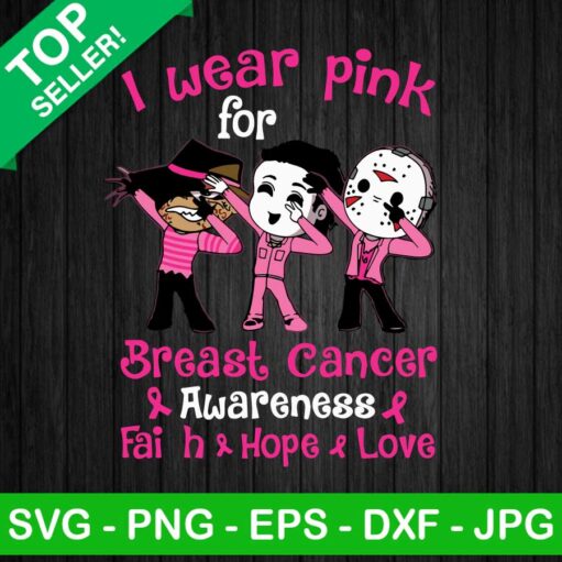 Horror Halloween I Wear Pink Breast Cancer Svg