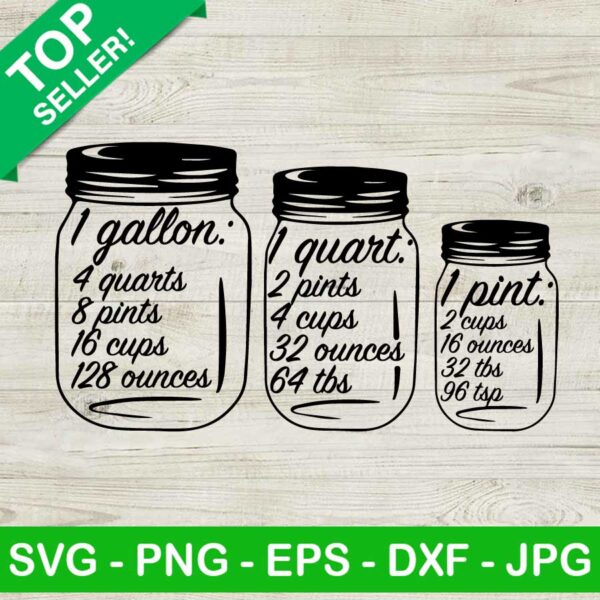 Mason Jar Kitchen Measurements SVG