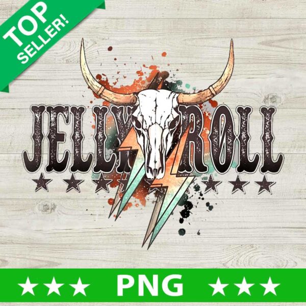 Jelly roll Retro Skull Bull PNG, Jelly Roll American Rock Singer Sublimation transfer PNG, Western Transfer Designs