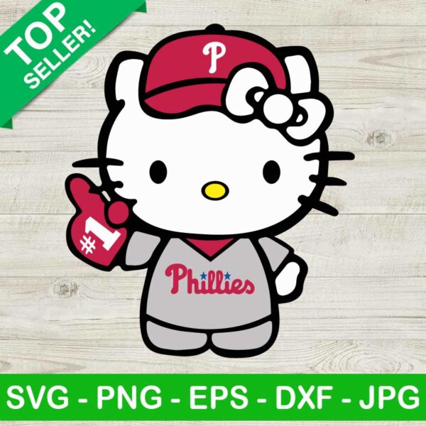 Hello Kitty Philadelphia Phillies SVG, Kitty Cat Phillies Baseball SVG, Kitty Phillies SVG