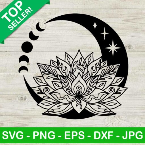 Blooming Lotus Moon Svg