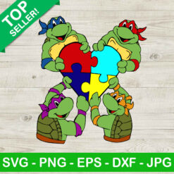 Ninja Turtle Autism Heart SVG, Teenage Mutant Ninja Turtle SVG, Autism Puzzle Piece SVG, Autism Awareness SVG PNG DXF
