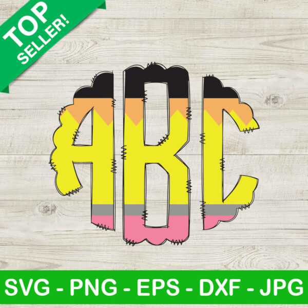 Pencil Handdraw Circle Monogram SVG