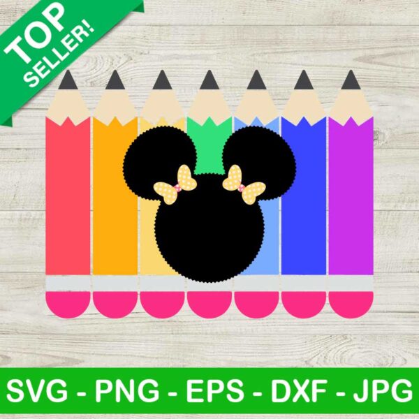 Minnie Mouse Ears Pencil SVG, Back To School SVG, Disney Teacher SVG PNG