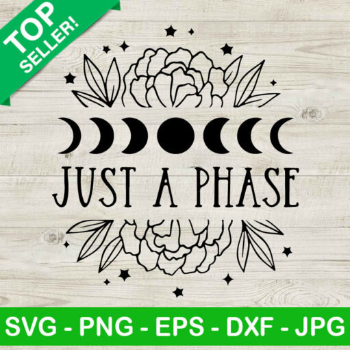 Just A Phase Floral Moon Phases Svg