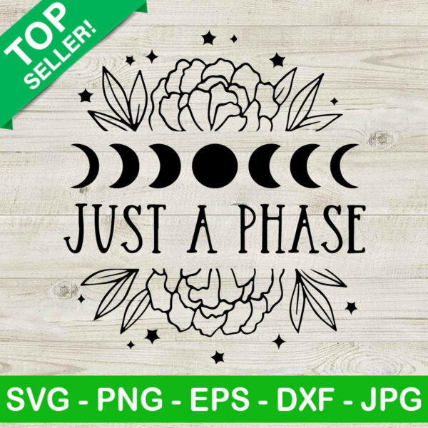 Just A Phase Floral Moon Phases SVG, Halloween Moon Phases SVG, Floral Moon SVG