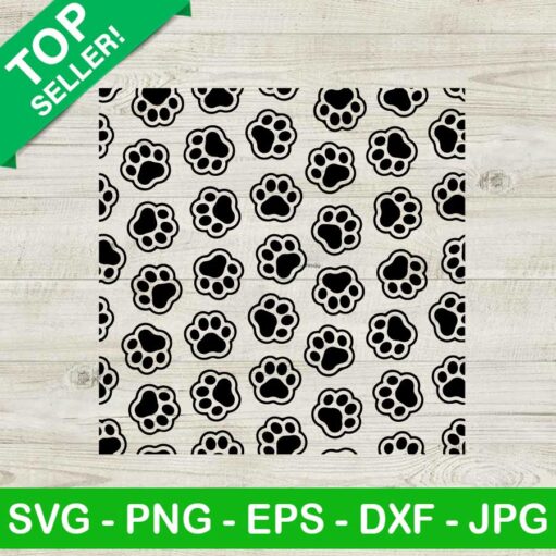 Seamless dog paws pattern SVG