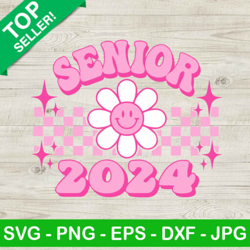 Senior 2024 Floral Smiley Face Svg