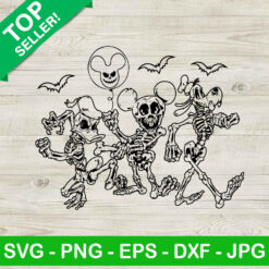 Horror Skeleton Mickey Pluto And Donald SVG