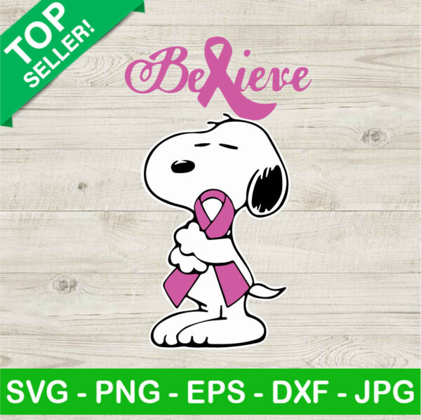 Snoopy Believe Breast Cancer SVG