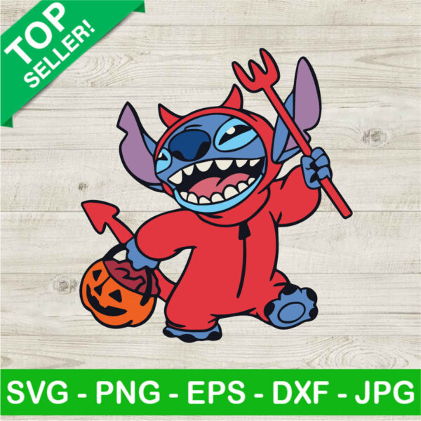 Devil Disney Stitch SVG, Stitch Trick Or Treat SVG, Spooky Season Halloween SVG, Horror Stitch SVG