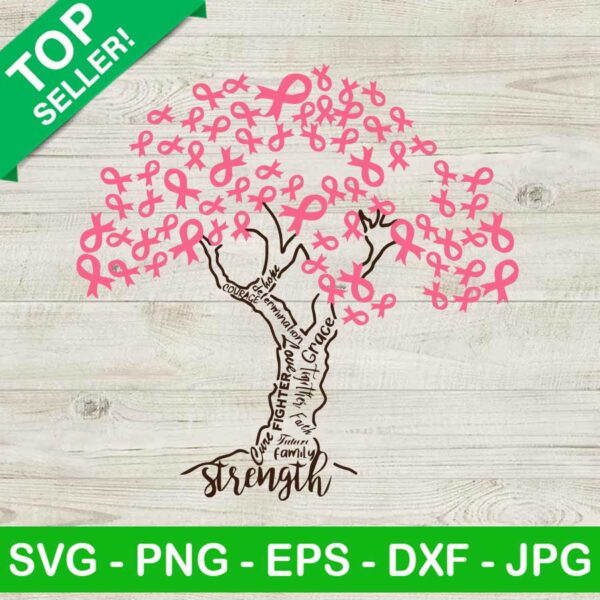 Pink Ribbon Tree SVG