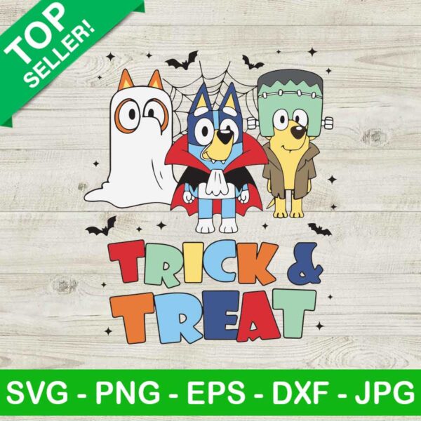 Bluey Trick Or Treat SVG, Bluey Halloween SVG, Trick Or Treat SVG, Halloween Ghost Bluey SVG
