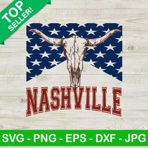 Nashville Bull Skull July 4Th Svg