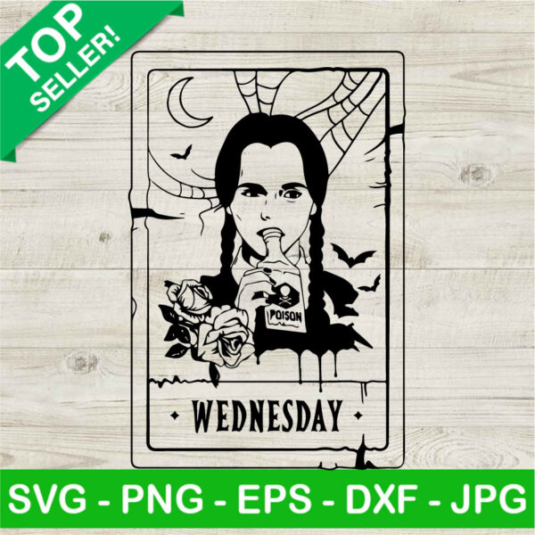 Wednesday Addams Poison Tarot Cards SVG, Halloween Tarot Card SVG, Horror Jenna Ortega SVG Cut File