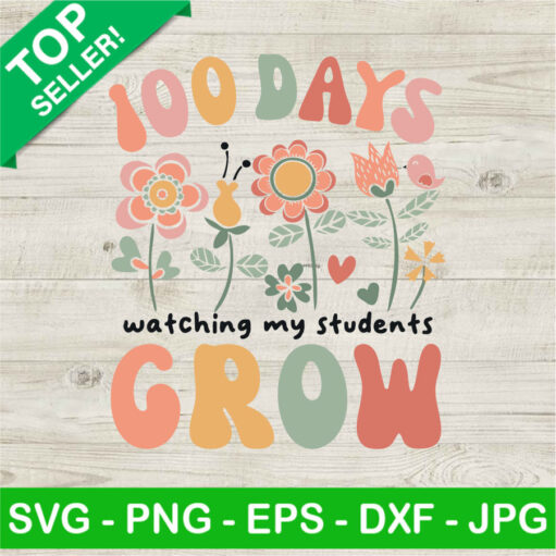 Retro 100Days Watching My Students Grow Svg