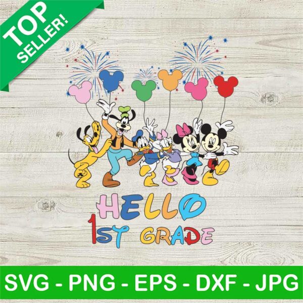 Disney Mickey And Friends Hello 1st Grade SVG