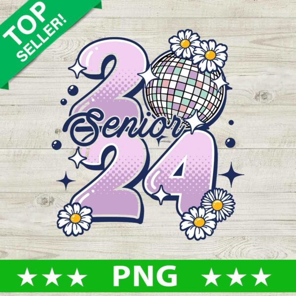 Retro Senior 2024 Disco Balls PNG