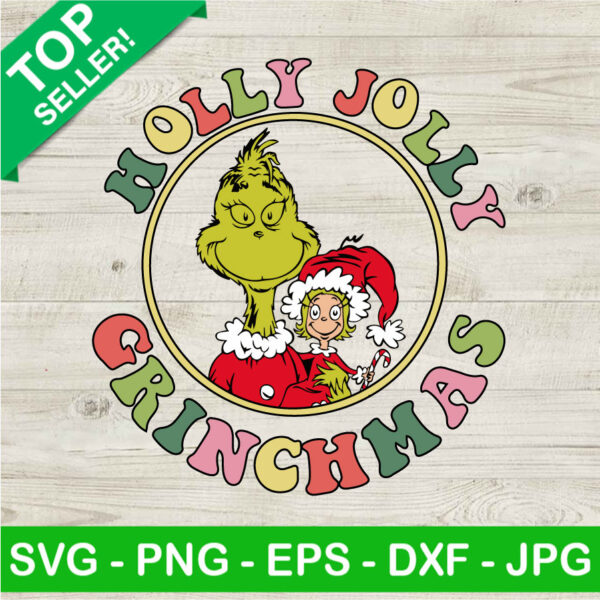 Retro Holly Jolly Grinchmas SVG