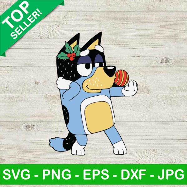Bluey Merry Christmas SVG, Bluey Christmas Ball SVG, Bluey Dog Cartoon SVG PNG DXF EPS