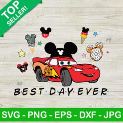 Lightning Mcqueen Best Day Ever SVG, Disney Cars Snacks SVG, Disney Car Mickey Ears SVG