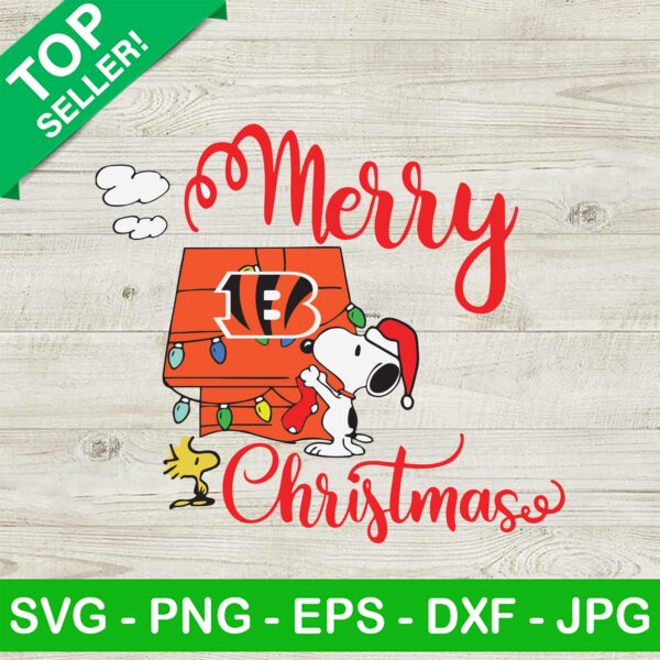 Snoopy Cincinnati Bengals Christmas SVG, Cincinnati Bengals NFL Logo SVG, Snoopy Santa Claus SVG