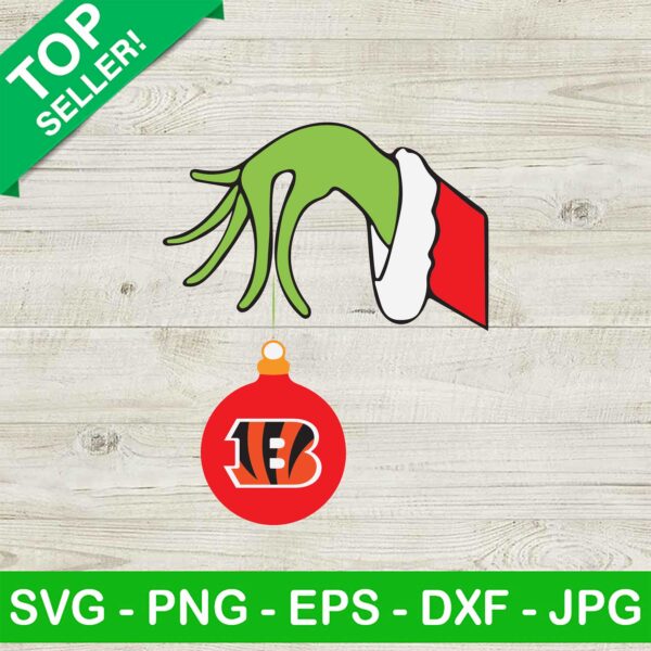 Grinch Holding Cincinnati Bengals Ornament SVG