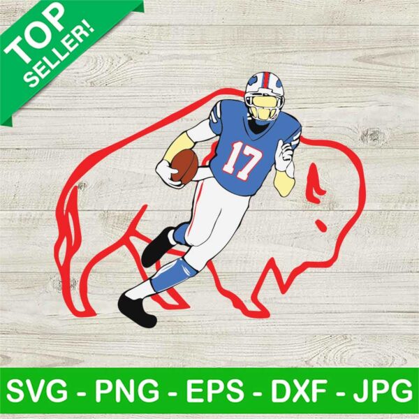 Buffalo Bills 17 Josh Allen Rugby Ball SVG