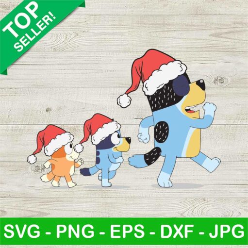 Bluey Family Santa Hat Svg