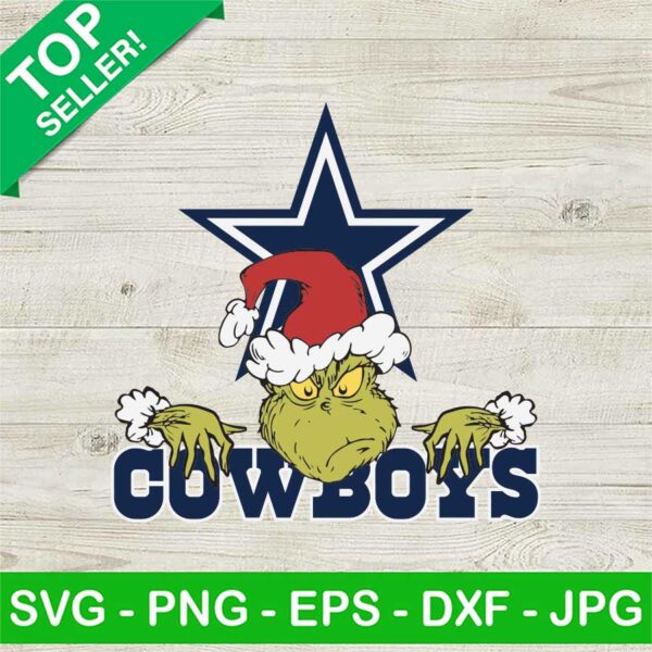 Santa Grinch Dallas Cowboys SVG, Grinch Christmas NFL SVG, NFL Dallas Cowboys Football Logo SVG