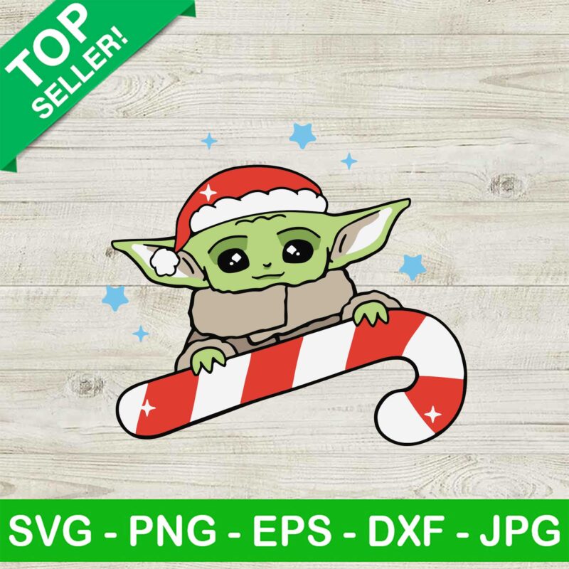 Baby Yoda Christmas Candy Cane SVG