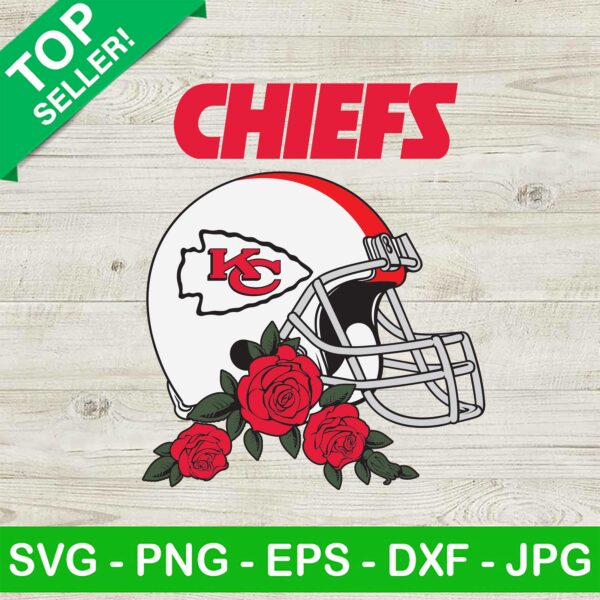 Kansas City Chiefs Floral Helmet SVG, Kansas City Chiefs NFL SVG, NFL SVG, Football Helmet With Flower SVG